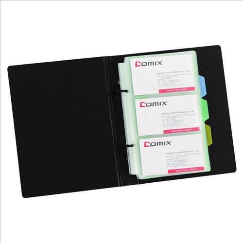 Визитница 3-х рядная на кольцах Comix Elite на 180 визиток, черная / Визитницы настольные №2