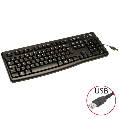 Клавиатура проводная Logitech K120 USB EN/RU, черная / Клавиатуры проводные