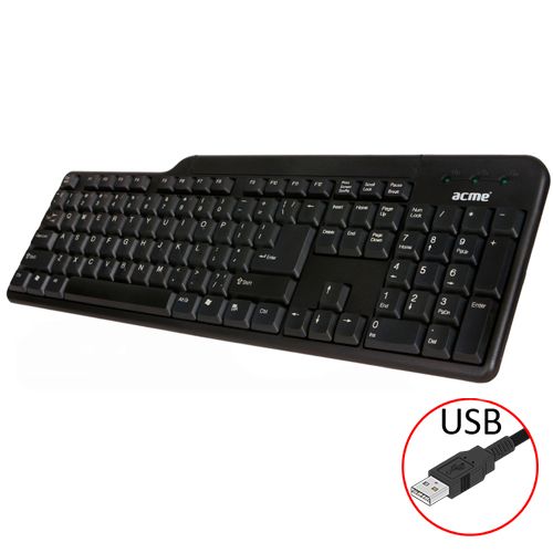 Клавиатура проводная ACME Standard KS02, USB, черная, с наклейками для клавиатуры / Клавиатуры проводные