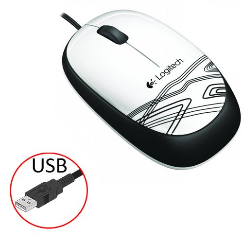 Мышь проводная оптическая Logitech M105, USB, 3 кнопок, 1000 dpi, белая / Мыши проводные