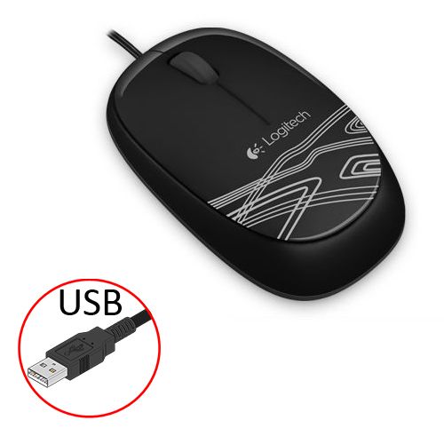Мышь проводная оптическая Logitech M105, USB, 3 кнопок, 1000 dpi, черная / Мыши проводные