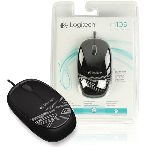 Мышь проводная оптическая Logitech M105, USB, 3 кнопок, 1000 dpi, черная / Мыши проводные №2