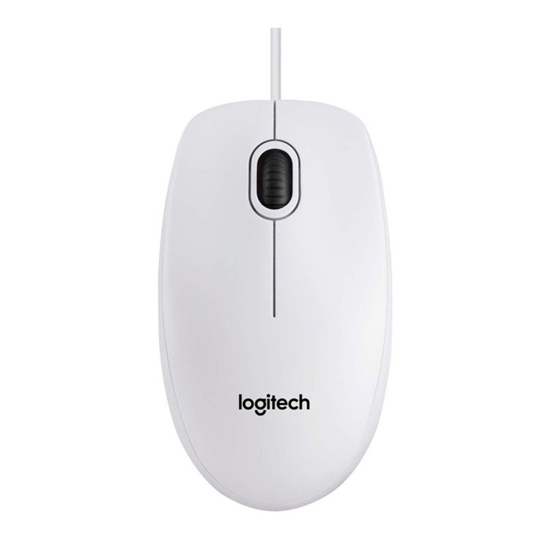 Мышь проводная оптическая Logitech B100, USB, 3 кнопки, 800 dpi, белая / Мыши проводные