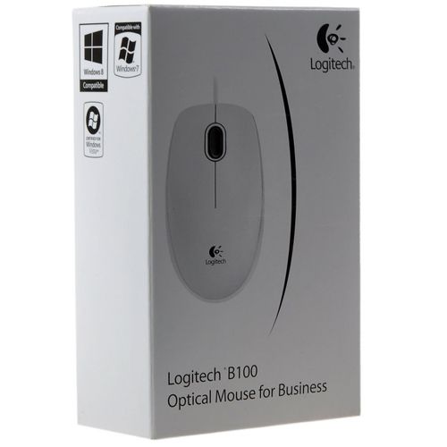 Мышь проводная оптическая Logitech B100, USB, 3 кнопки, 800 dpi, белая / Мыши проводные №2
