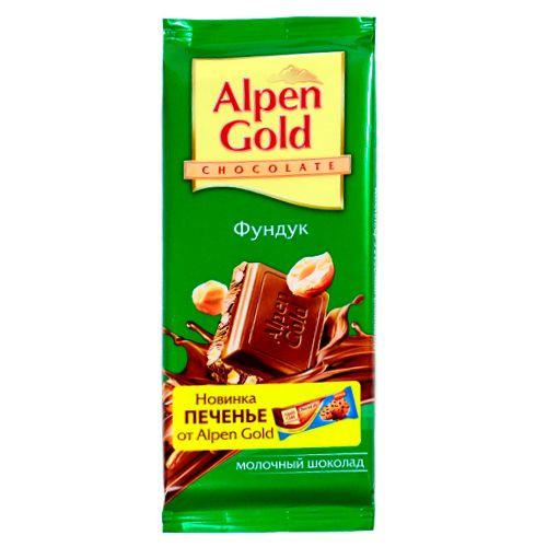 Шоколад Alpen Gold "Фундук" 90 г, молочный / Шоколад