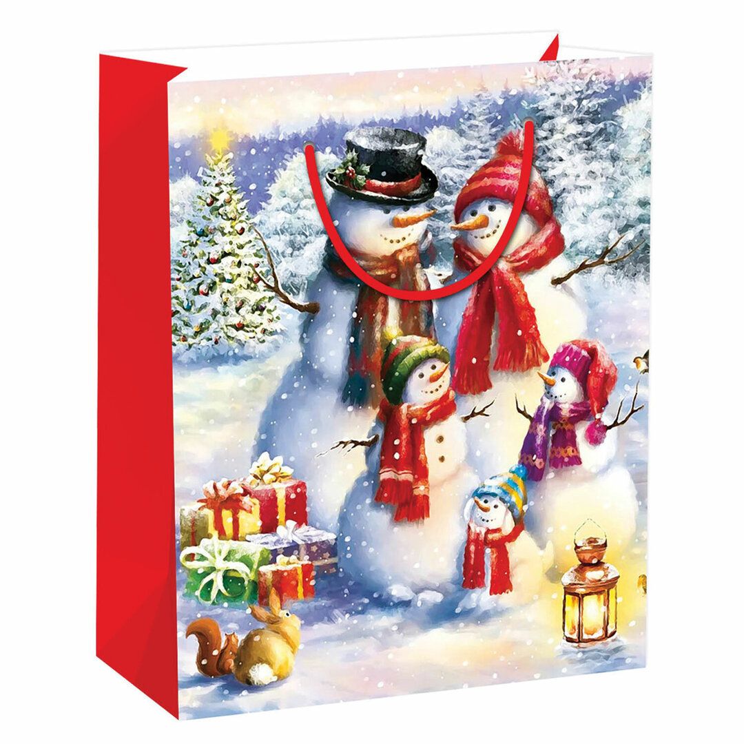 Пакет подарочный Золотая сказка "Snowman", размер 26,5*12,7*33 см, глиттер / Упаковка подарков