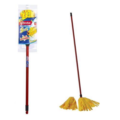 Швабра для пола Vileda "SuperMocio Soft", из металла и пластика, размер 1260*270 мм, бордовый / Швабры и комплекты