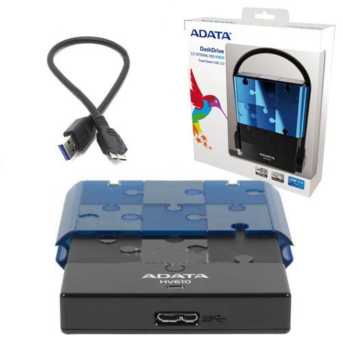 Внешний HDD, Adata AHV610-500GU3-CBKBL, 2,5'' 500GB, "HV610" USB 3.0 (Blue) / Внешние жесткие диски