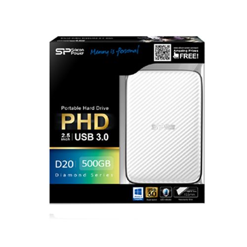 Внешний HDD Silicon Power SP010TBPHDD20S3W, 2,5'' 1TB, ''Diamond D20'' USB3.0 (White) / Внешние жесткие диски №2