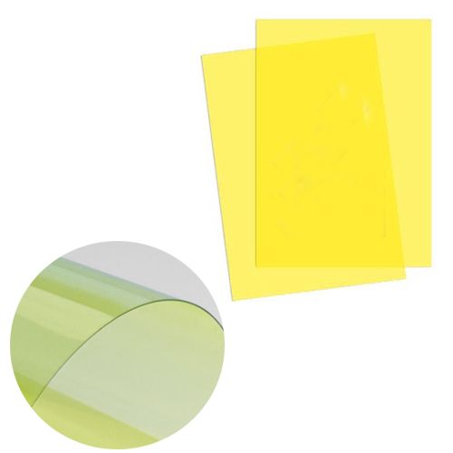 Обложки для переплета пластиковые, А4, 200 мкм, полупрозрачные желтые, 100 шт. / Пластикалық төсеніштер