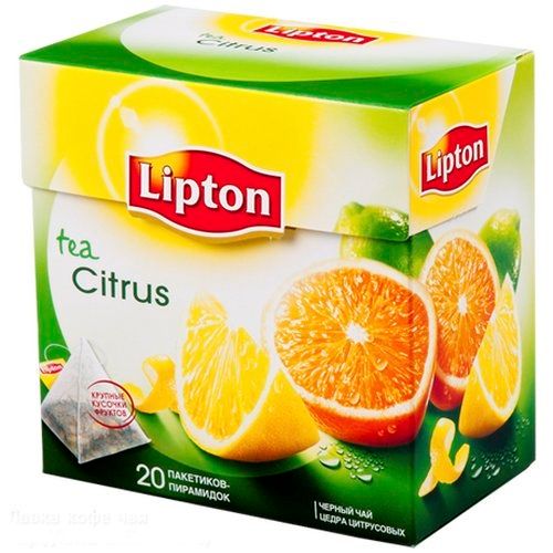 Чай Lipton "Citrus", черный фруктовый, 20 пакетиков по 1,8 гр, с ярлычками / Чай пакетированный