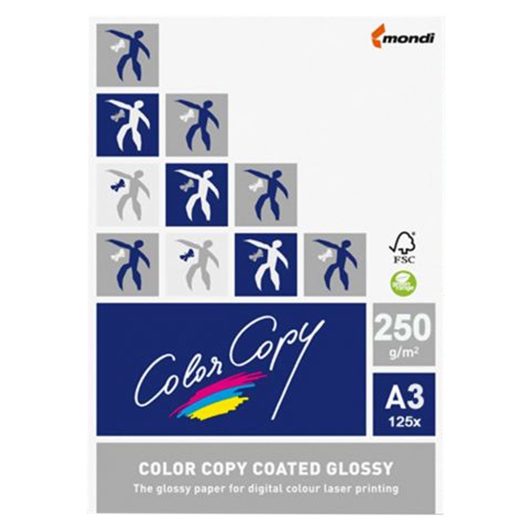 Бумага Color Copy Glossy, A3, 250 гр/м2, 125 листов в пачке, глянцевая / Бумага офисная премиум класса