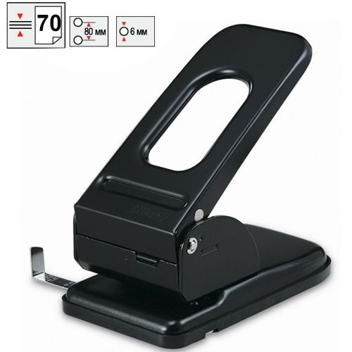 Дырокол Kw-trio, захват 70 листов, металлический, черный / Дыроколы до 300 листов