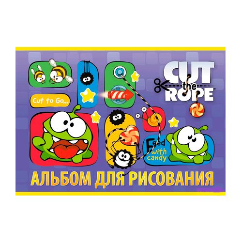 Альбом для рисования Hatber "Cut the rope", A4, 12 листов, на скобе