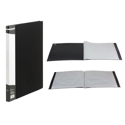 Папка файловая на 20 файлов Shuter, А4 формат, корешок 14 мм, черная / Папки файловые
