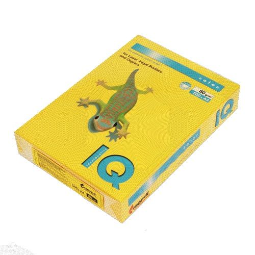 Бумага IQ Color, А4, 80 г/м2, 500 листов, солнечно-желтый / Бумага цветная