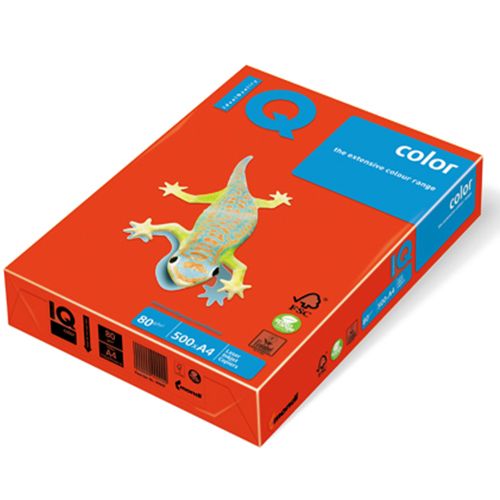 Бумага IQ Color, А4, 80 г/м2, 500 листов, кораллово-красный / Бумага цветная
