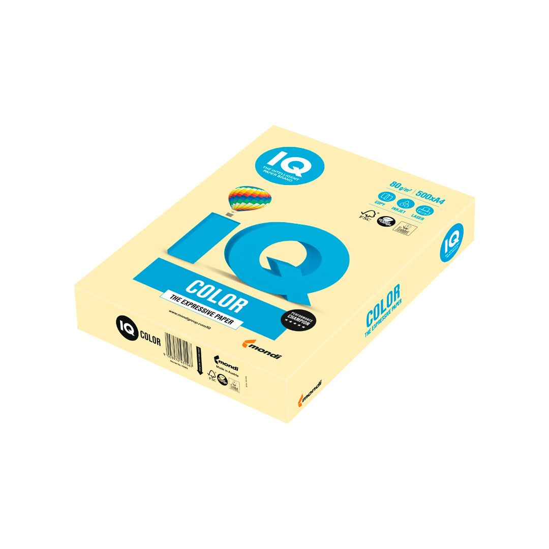 Бумага IQ Color Pale, А4, 80 г/м2, 500 листов, желтая / Бумага цветная №2