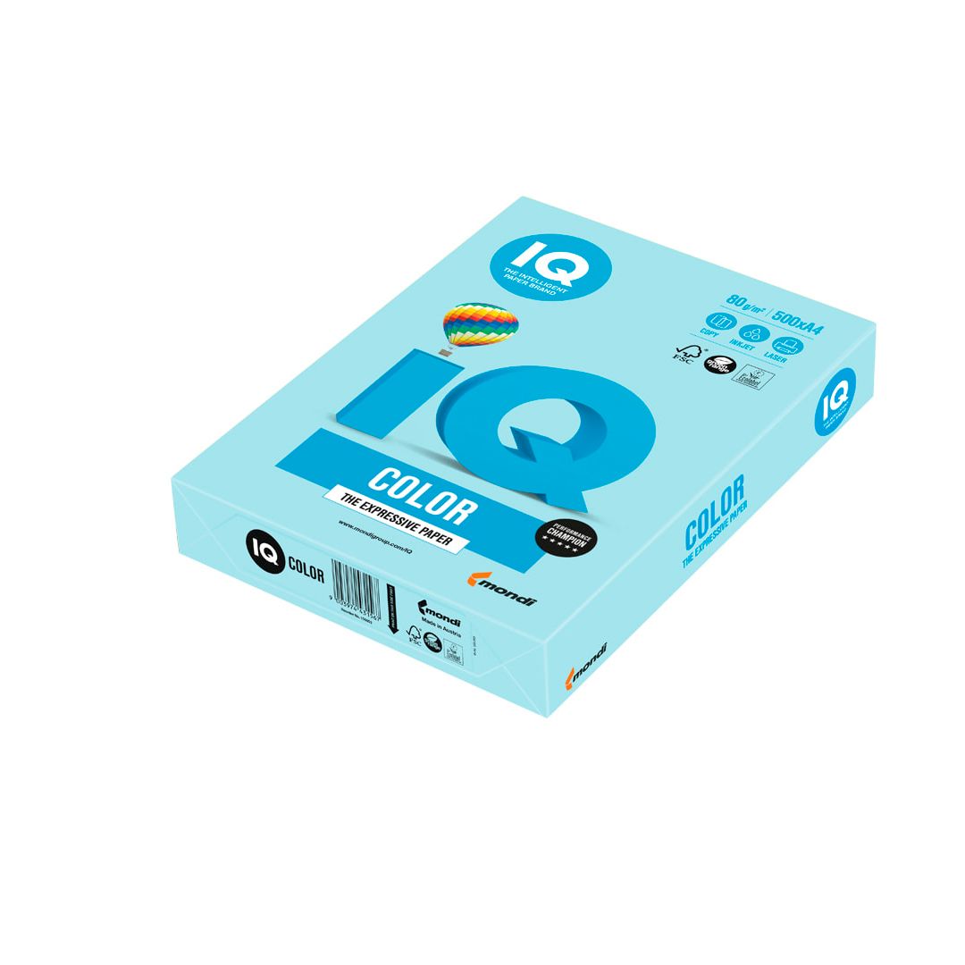 Бумага IQ Color Pale, А4, 80 г/м2, 500 листов, голубая / Бумага цветная №2