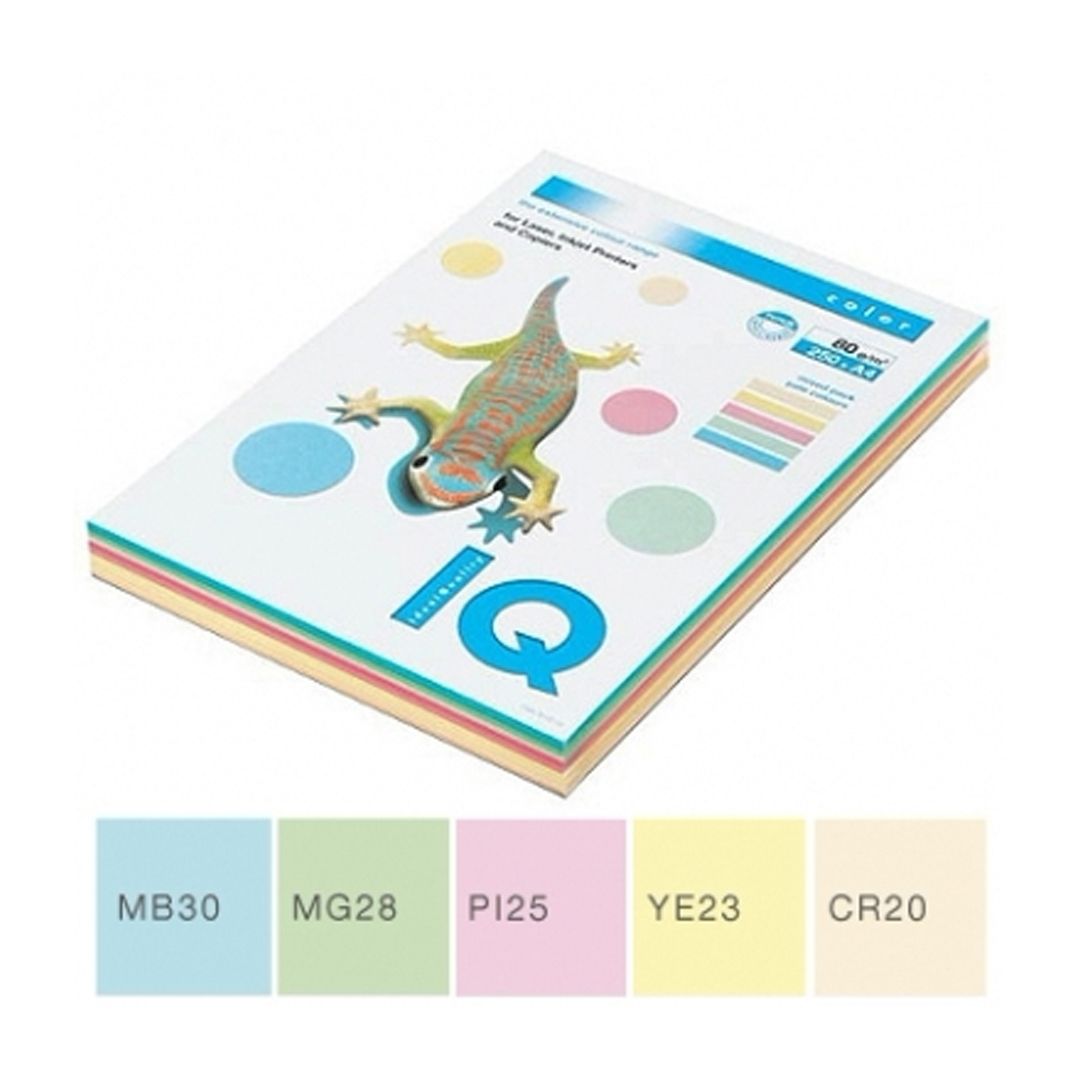 Бумага IQ Color Pastel, А4, 80 г/м2, 250 листов, 5 пастельных цветов  / Бумага цветная №3