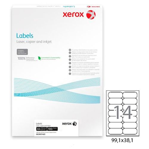 Жапсырмалар Xerox, A4 пішіні, өлшемі 99*38 мм / Өзі желімделетін әмбебап затбелгілер oe.kz Жапсырмалар Xerox, A4 пішіні, өлшемі 99*38 мм / Өзі желімделетін әмбебап затбелгілер