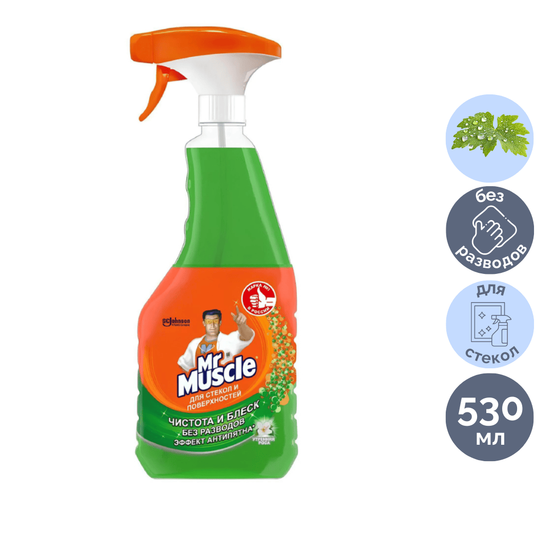 Әйнектерді жуғыш құрал Mr.Muscle, бүріккішпен, 530 мл / Әйнек жууға арналған құралдар