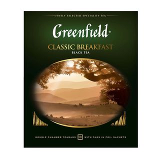 Чай Greenfield Classic Breakfast, черный, 100 пакетиков / Чай пакетированный