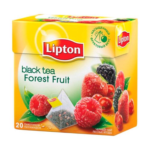 Чай Lipton "Forest Fruit", черный фруктовый, 20 пакетиков по 1,7 г, с ярлычками / Чай пакетированный