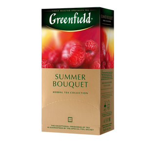 Шай Greenfield Summer Bouquet, шөптік шай, 25 қалташа / Қалташалардағы шай
