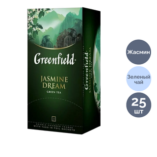Шай Greenfield Jasmine Dream, жасыл шай, 25 қалташа / Қалташалардағы шай