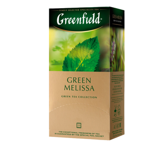 Шай Greenfield Green Melissa, жасыл шай, 25 қалташа / Қалташалардағы шай oe.kz Шай Greenfield Green Melissa, жасыл шай, 25 қалташа / Қалташалардағы шай