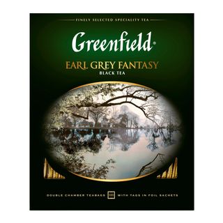 Чай Greenfield Earl Grey Fantasy, черный с бергамотом, 100 пакетиков / Чай пакетированный