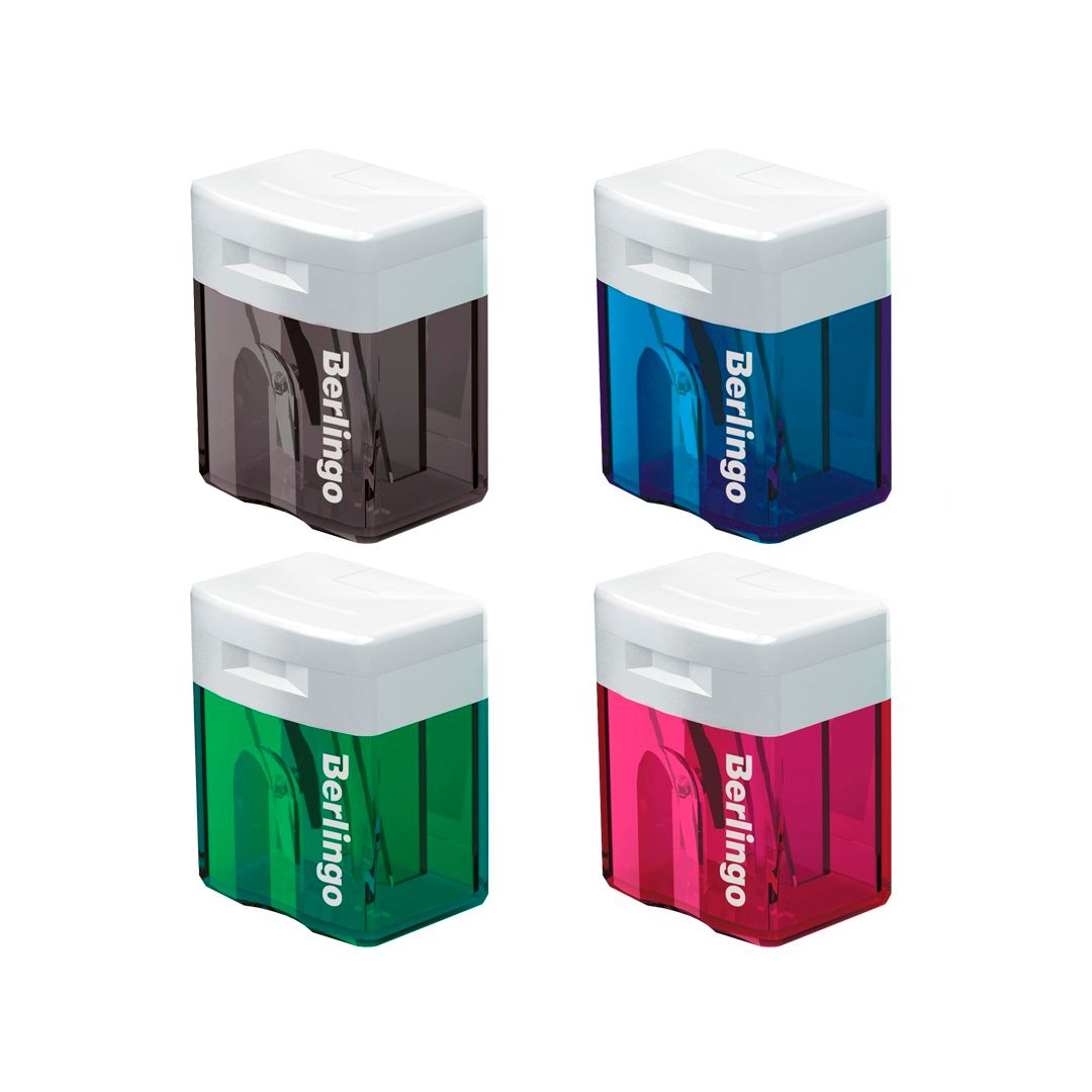 Точилка Berlingo пластиковая, с контейнером, откидная крышка, ассорти, цена за штуку / Точилки №2