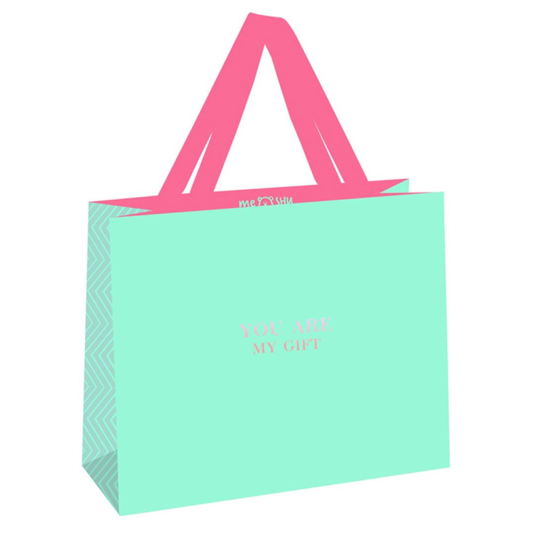 Пакет подарочный Meshu "Bright turquoise", размер 32*26*12 см, матовая ламинация / Упаковка подарков