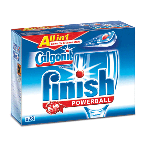 Средство для мытья посуды в посудомоечных машинах FINISH, 28 штук, таблетки / Средства для посудомоечных машин