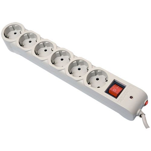 Сетевой фильтр Defender DFS-601, 6 розеток 1.8 м, серый / Сетевые фильтры