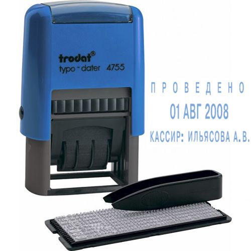 Датер самонаборный Trodat 4755, высота шрифта 4 мм, металл/пластик / Датеры