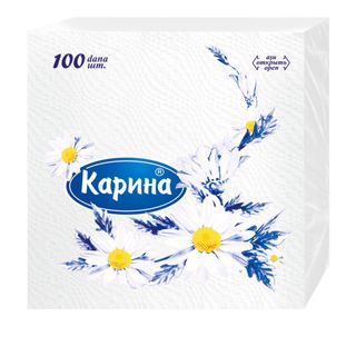 Салфетки Карина, 1-слойные, 100 шт., размер листа 24*24 см, белые / Салфетки бумажные oe.kz Салфетки Карина, 1-слойные, 100 шт., размер листа 24*24 см, белые / Салфетки бумажные