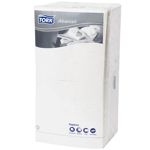 Салфетки Tork Advanced Napkins, 3-х слойные, 250 шт., размер листа 33*33 см, белые / Салфетки бумажные