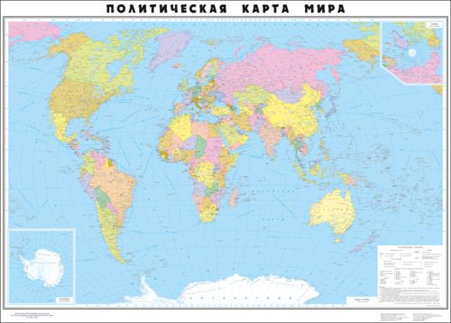 Политическая карта Мира, масштаб 1:25 000 000, 1000*1400 мм, ламинированная / null