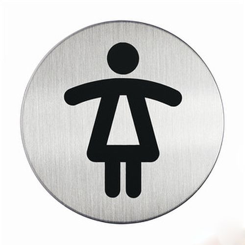 Пиктограмма "WC женский" Durable, диам. 83 мм, серебристая / Информационные таблички oe.kz Пиктограмма "WC женский" Durable, диам. 83 мм, серебристая / Информационные таблички