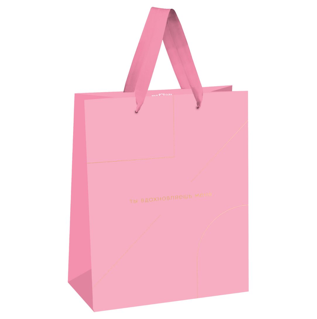 Пакет подарочный Meshu "Monocolor. Pink", размер 33*42*12 см, матовая ламинация