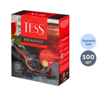 Шай Tess Breakfast, қара шай, 100 қалташа / Қалташалардағы шай