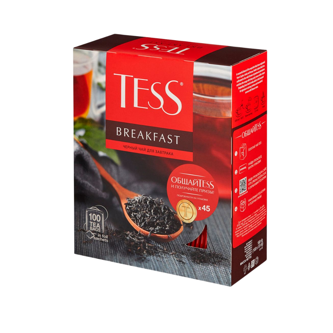 Чай Tess Breakfast, черный, 100 пакетиков / Чай пакетированный