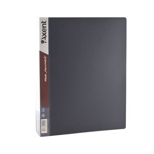Папка файловая на 20 файлов Axent, А4 формат, корешок 15 мм, серый / Папки файловые