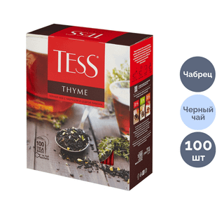 Чай Tess Thyme, черный, с чабрецом и цедрой лимона, 100 пакетиков / Чай пакетированный