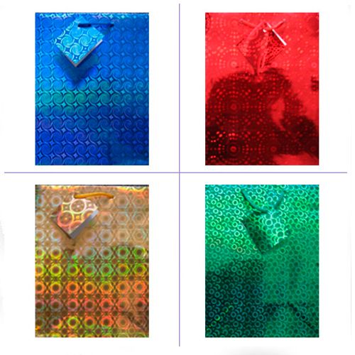 Пакет подарочный 11 х14 х 6 см. голографический MIX 4 цвета/60/12 / Упаковка подарков