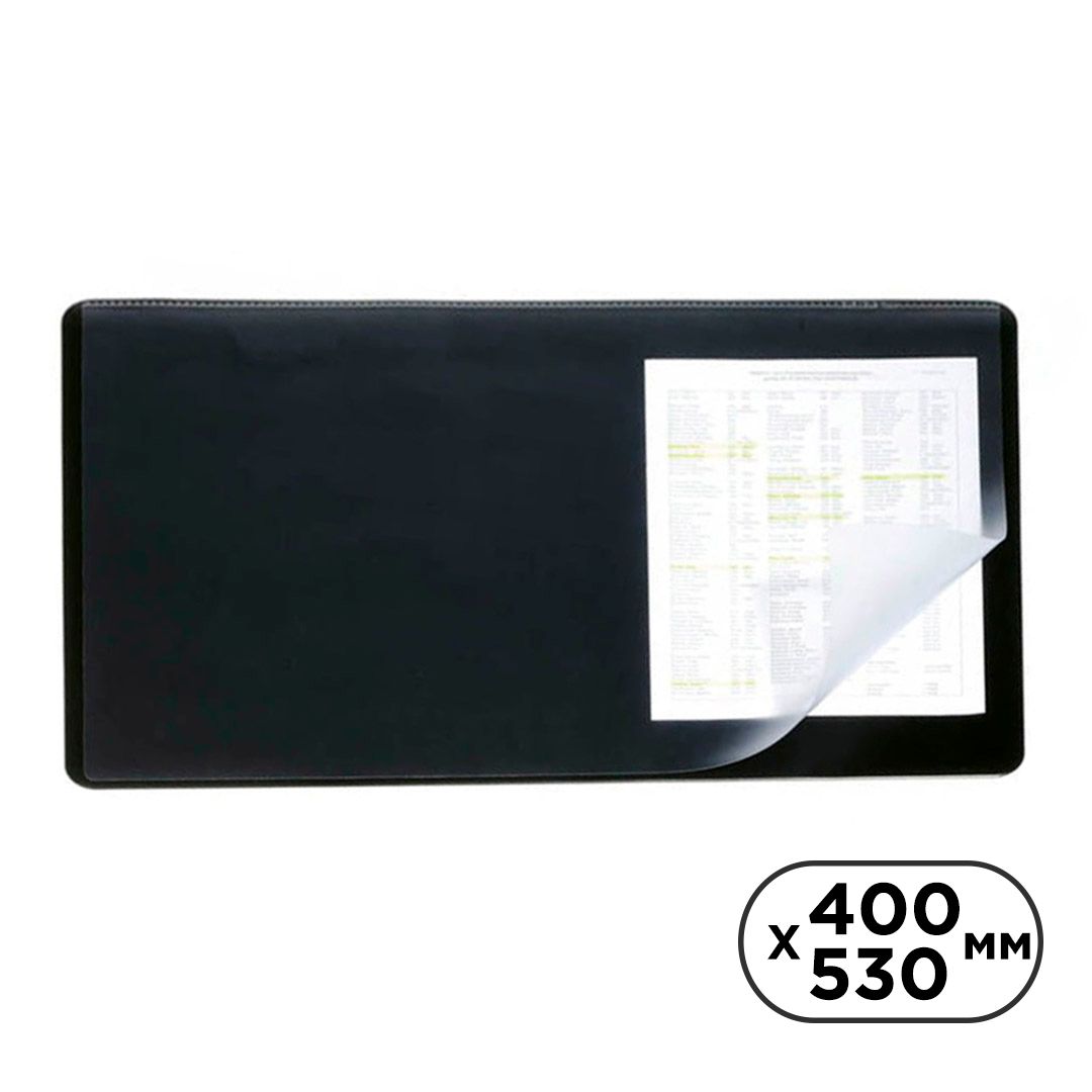 Настольное покрытие Durable, 40*53 см, прямоугольное, прозрачный верхний слой, черное