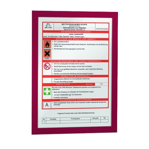 Настенная информационная рамка Durable "Magaframe" А4, красная / Магнитно-маркерные доски №3