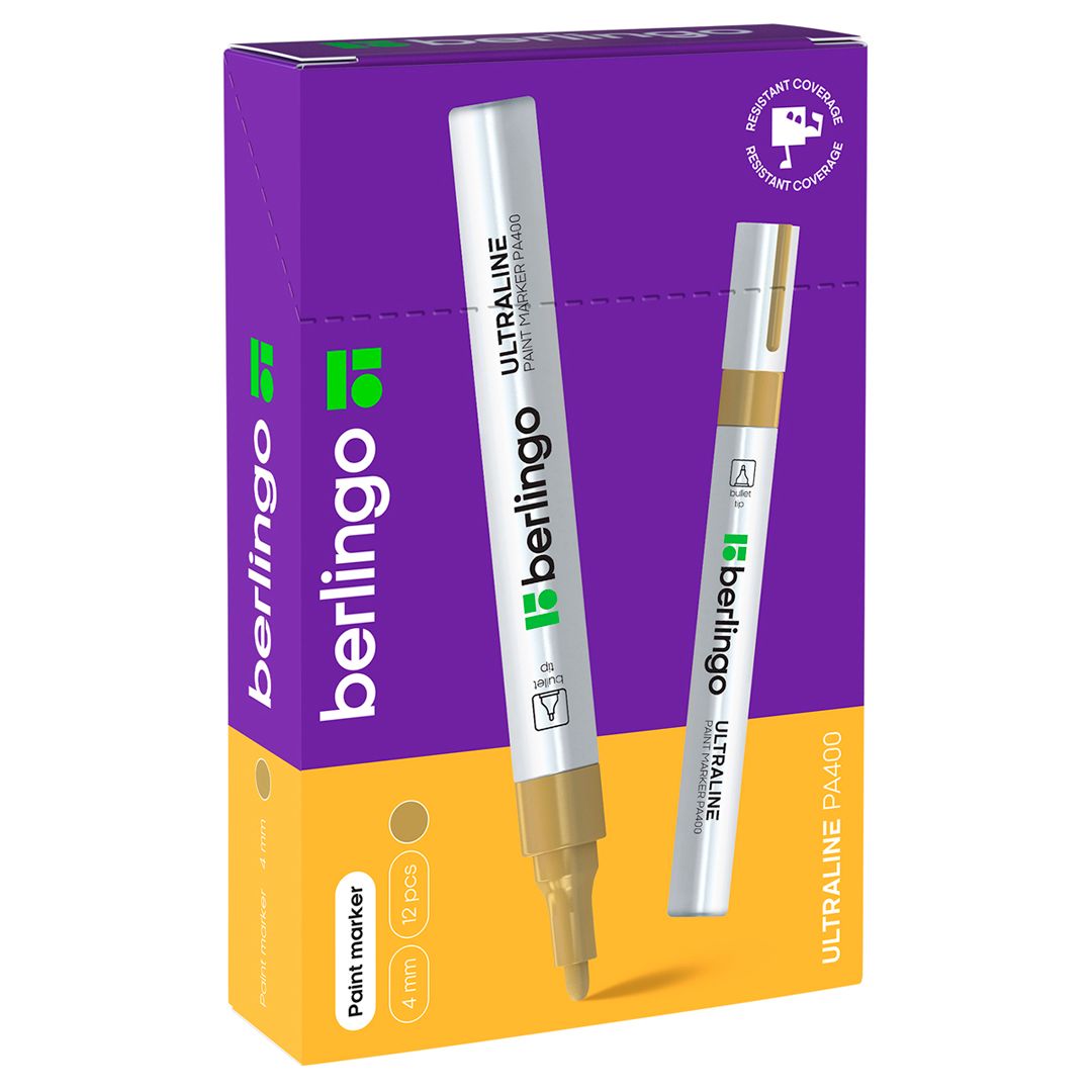 Бояу маркері Berlingo (металл, ағаш, шыны, пластик), алтын түсті, баға бір дана үшін / Бояу маркерлер №3